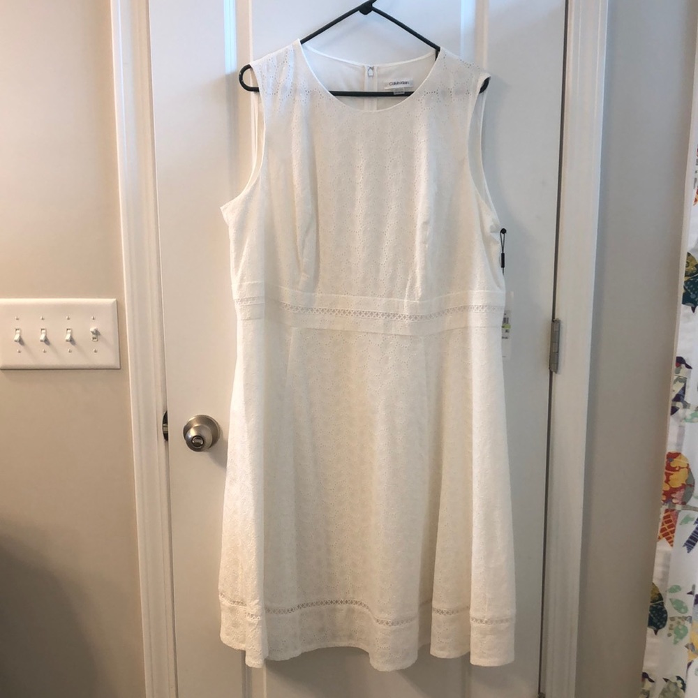 White cotton eyelet dress
